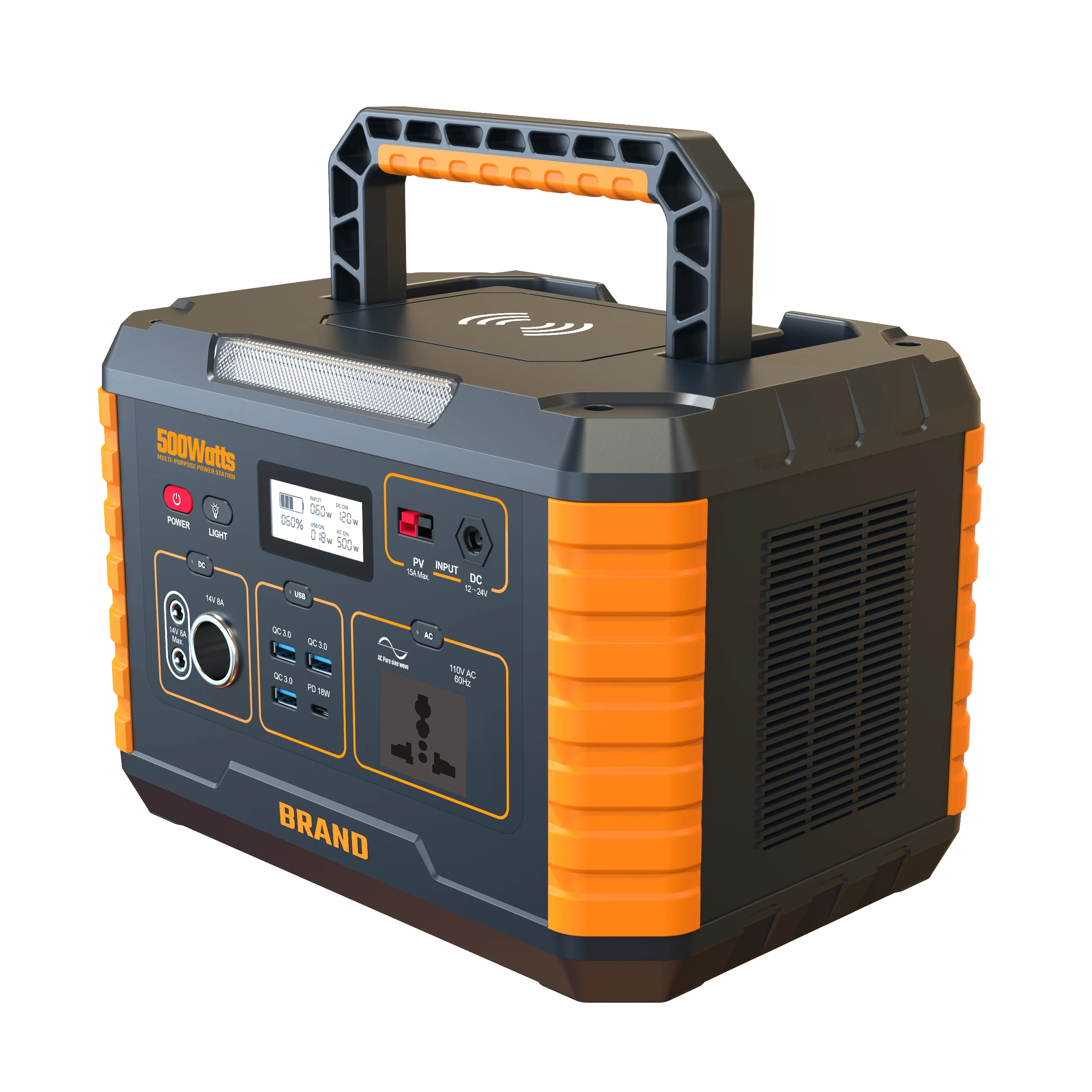 Camping Portable Power Station 500W Portable Battery 110V 220V AC DC Solar Power Station Outdoor PD Type C USB Powered Generator