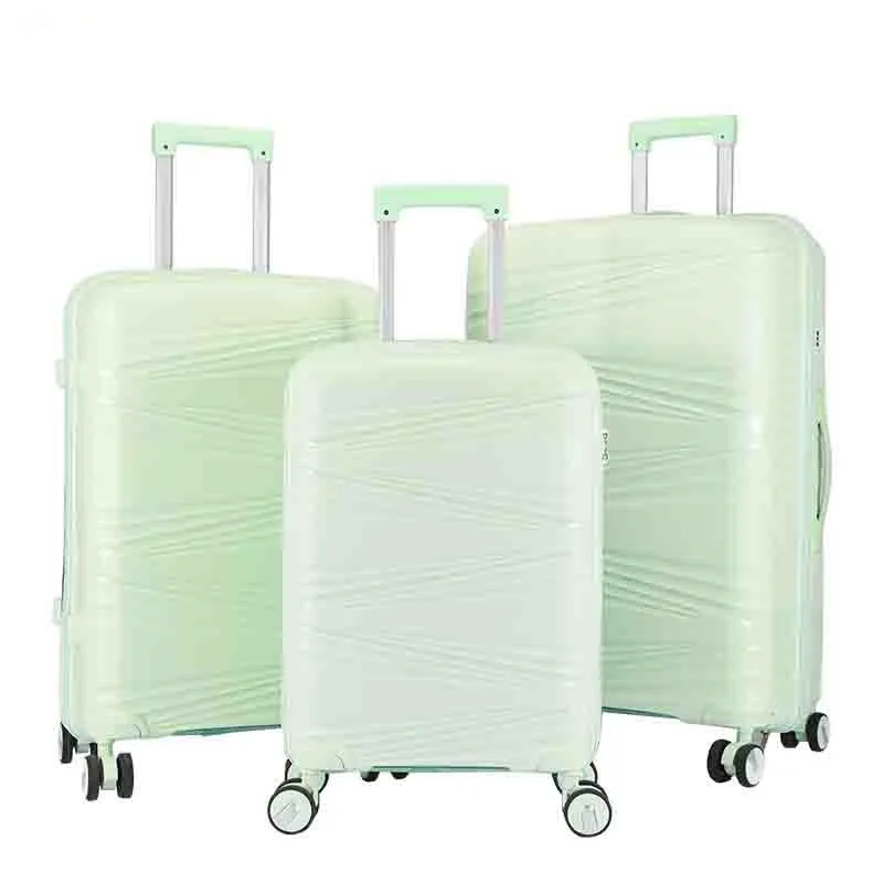 Custom Logo PP Material 360 Degree Universal Noiseless Wheels Walking Wardrobe 3 pcs Set Travel Trolley Luggage Suitcases