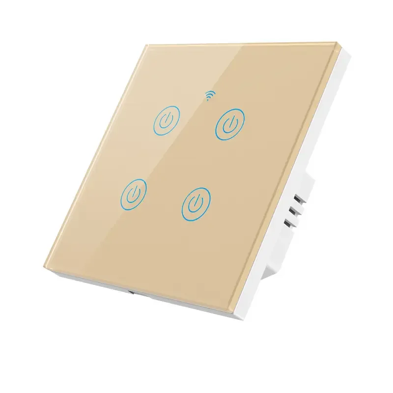 Tuya Smart EU/UK Standard WIFI Switch With Neutral Glass Panel Touch Wall Smart Switch 1/2/3/4 Gang Smart Switch