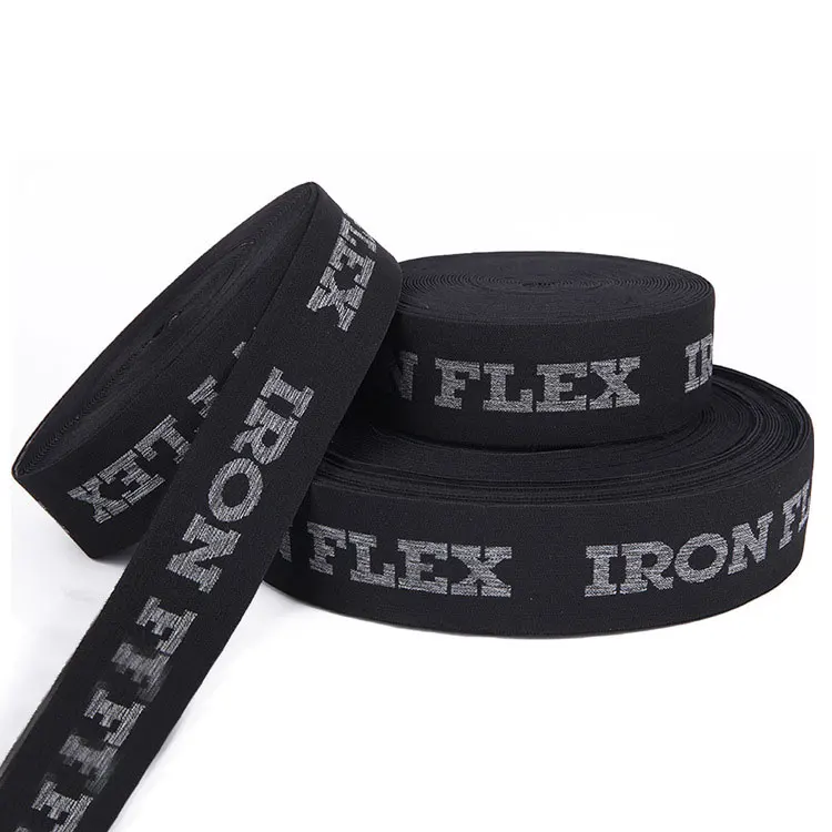Elastic Webbing 2cm & 1.2cm Nylon Waistband Custom Logo Jacquard for Clothes with Elastic Band Cotton Ribbon for Women Cloths