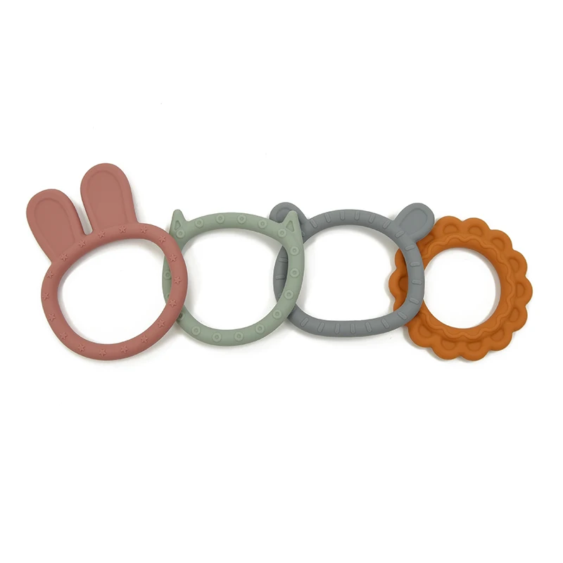 new product silicone teether kit rabbit shape cute silicone baby teether toy (1600383189455)