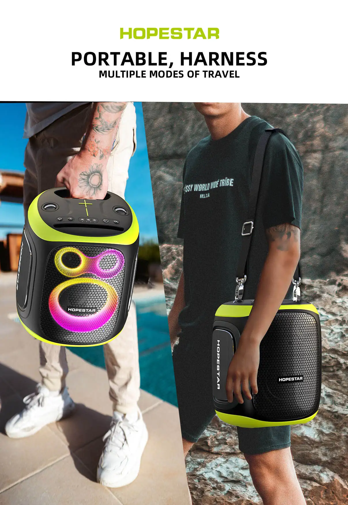 Hopestars Party130 Party One Karoke Speaker With Mic 120W Output Power Portable Subwoofer Waterproof Sound System Caixa De Som