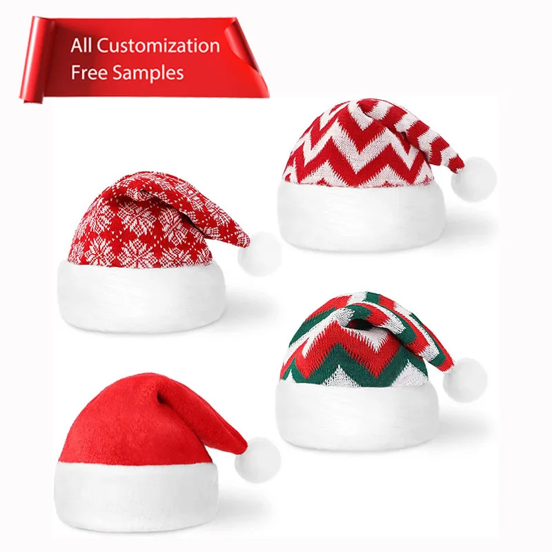 Factory Custom Wholesale 15.7inch Adult Christmas Santa Hat For Christmas Party Supplies