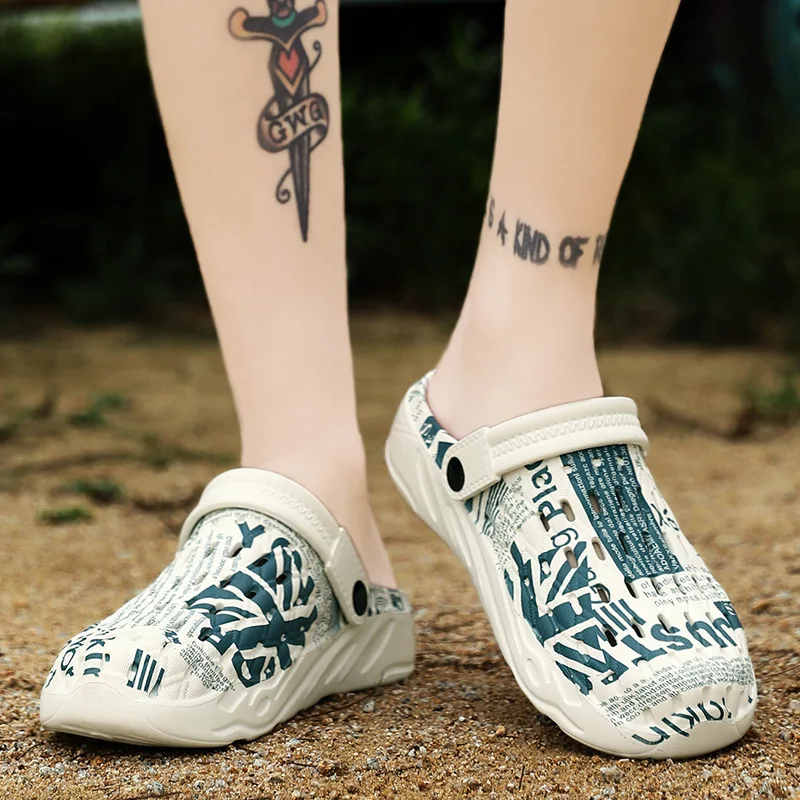 Popular Beach Wear Round Toe Slides Slipper Flat Wholesale Fashion Mens Croc Sandals