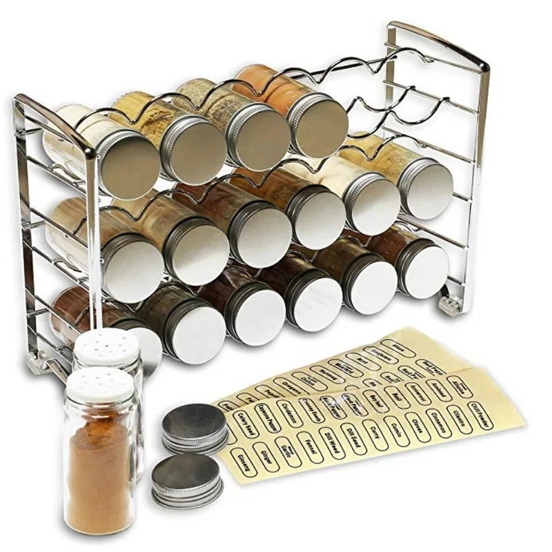 Stainless Steel 50Ml100Ml 8Oz Multi 4 Chamber Glass Spice Jar With Cork Set Bamboo Lid