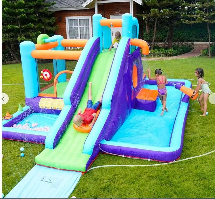 Cheap price extra thick pvc material playhouse trampoline with air blower castle bouncy jump house inflatable bouncer