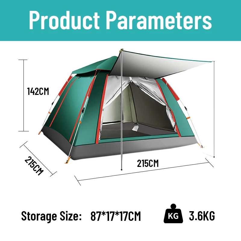 Premium Quality Self-Actuating Waterproof Outdoor Camping Sleeping Tent for 4 to 6 Persons