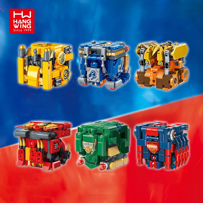 HW Puzzle Games Bricks Mecha Monster Magic Cube Transformation Battle Creative Beasts Dinosaur Building Blocks Toy Set