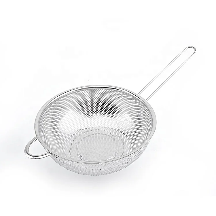 Перфорированный Дуршлаг из нержавеющей стали с ручкой для готовки кипяченных овощей на