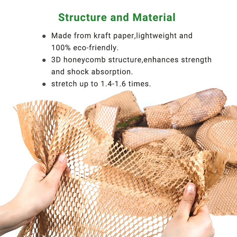 Biodegradable kraft packaging honeycomb wrapping paper roll paper & paperboards