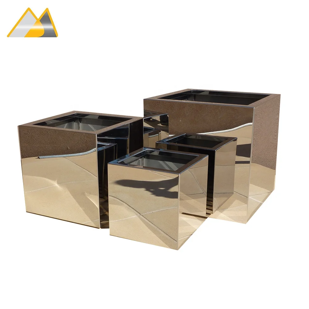 
1.2MM Thick Decorative Tapered Stainless Steel Polished Modern Outdoor Planter, Wicker Indoor Planter, Outdoor Wicker Planter 