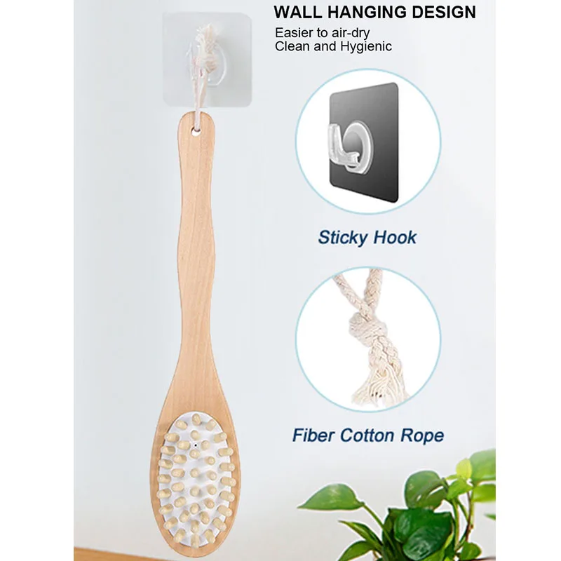 Ergonomically Shower Back Cleaning Scrubber Washing Long Boar Nylon Stiff Bristle Bath Exfoliating Massager Body Brushes For Men