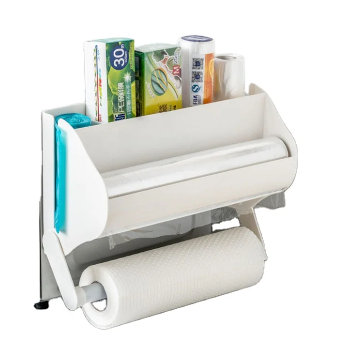 Multifunctional Kitchen Sticky Wall-Mounted Storage Rack Oil-Absorbing Paper Cling Film Spice Bottle Storage