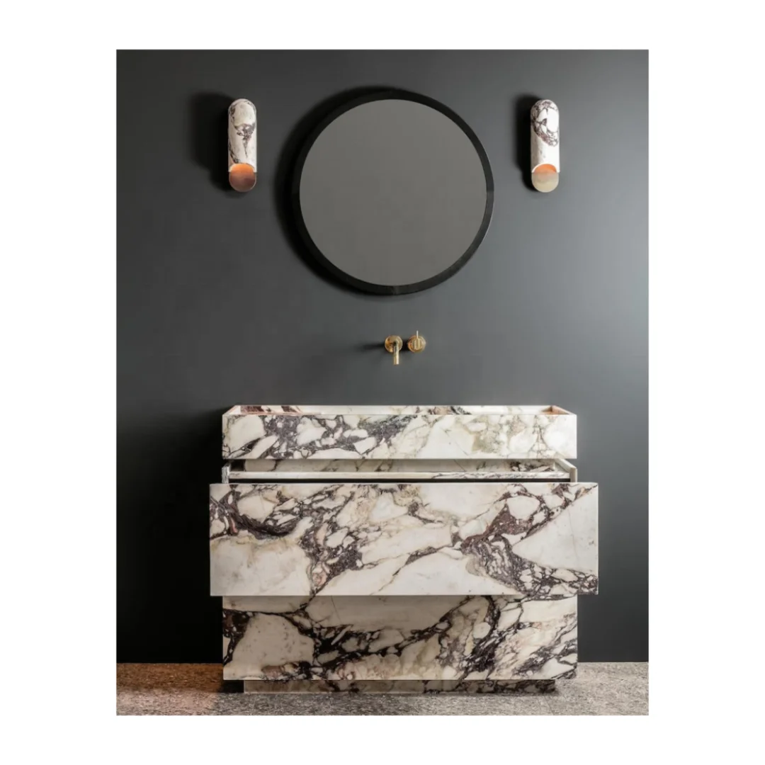 Calacatta Viola Marble Basin Freestanding Marble Modern Marble Stone Wash Hand Basin Polished Pedestal Sinks
