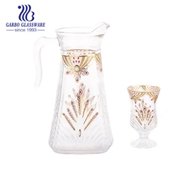 Arabic style Golden 2pcs Water Drinking Glass Set  glass jug glass tumbler luxury style home use  cup lead free