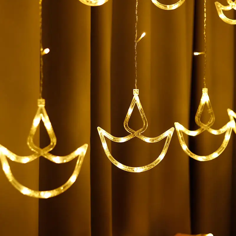 Muslim EID Lamp Curtain Lamp Diwali Anchor Curtain Lights Diya Lights For Ramadan Party Decoration