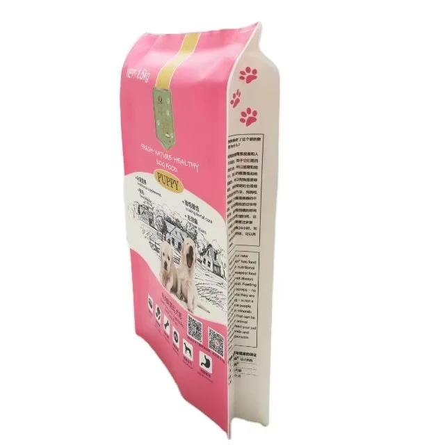 Custom Dog food packaging Gusset pouch  5KG  PET Treat food  mylar bags with Frosted plastic smell proof bag of Flat bottom bags