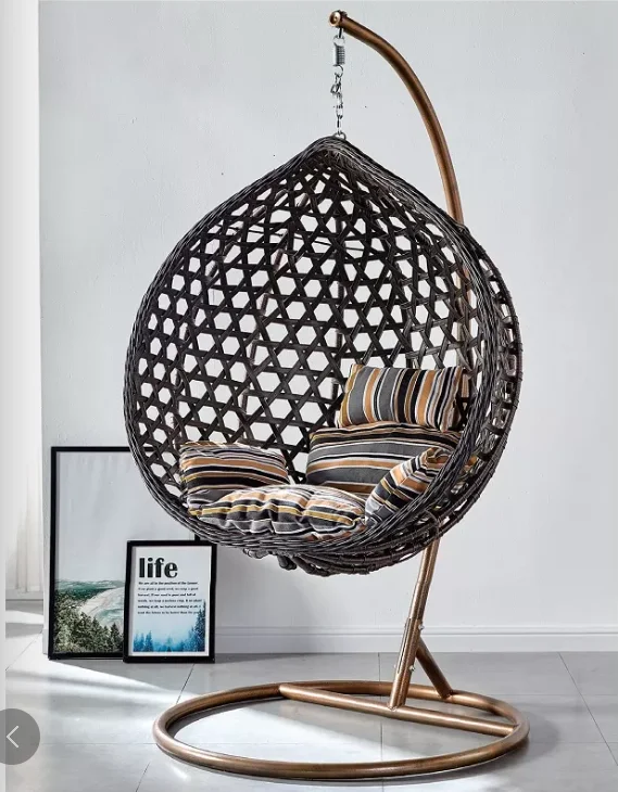 Outdoor Luxury Double Outdoor Garden Wicker Rattan Type Hanging Egg Chair complete
