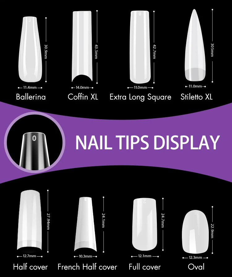 Сверхдлинные конические накладные ногти btatbox Xxxl инструменты для наращивания ногтей прозрачные с полным покрытием