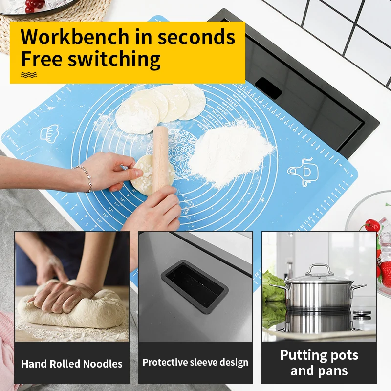 Kitchen Sink Hidden Washbasin Stainless Steel Hand-made Sink Single Bowl Black for Home Bar Small Basin Balcony Pool Coffee Shop