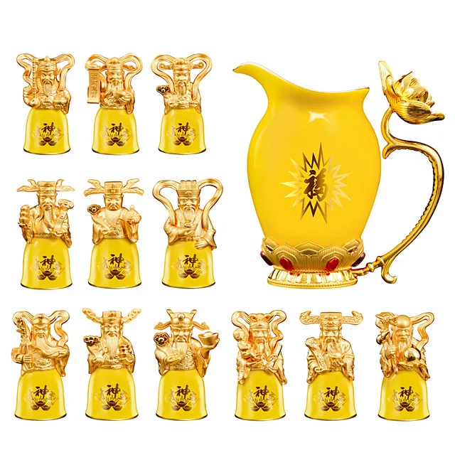 High Bone China Gold Plated Wine Cup Set Liquor Cup Mini Wine Glasses Stemless Ceramic Shot Glasses