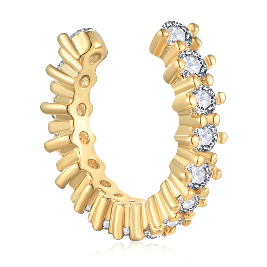 New Arrivals Brass Ear Bone No Pierced Hoop Earrings 18K Gold Plated Diamond Cartilage Clip On Cuff Earrings For Women