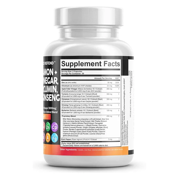 OEM Organic Ceylon Cinnamon Turmeric Curcumin Capsules with Berberine and Ginseng Supplements for Adults