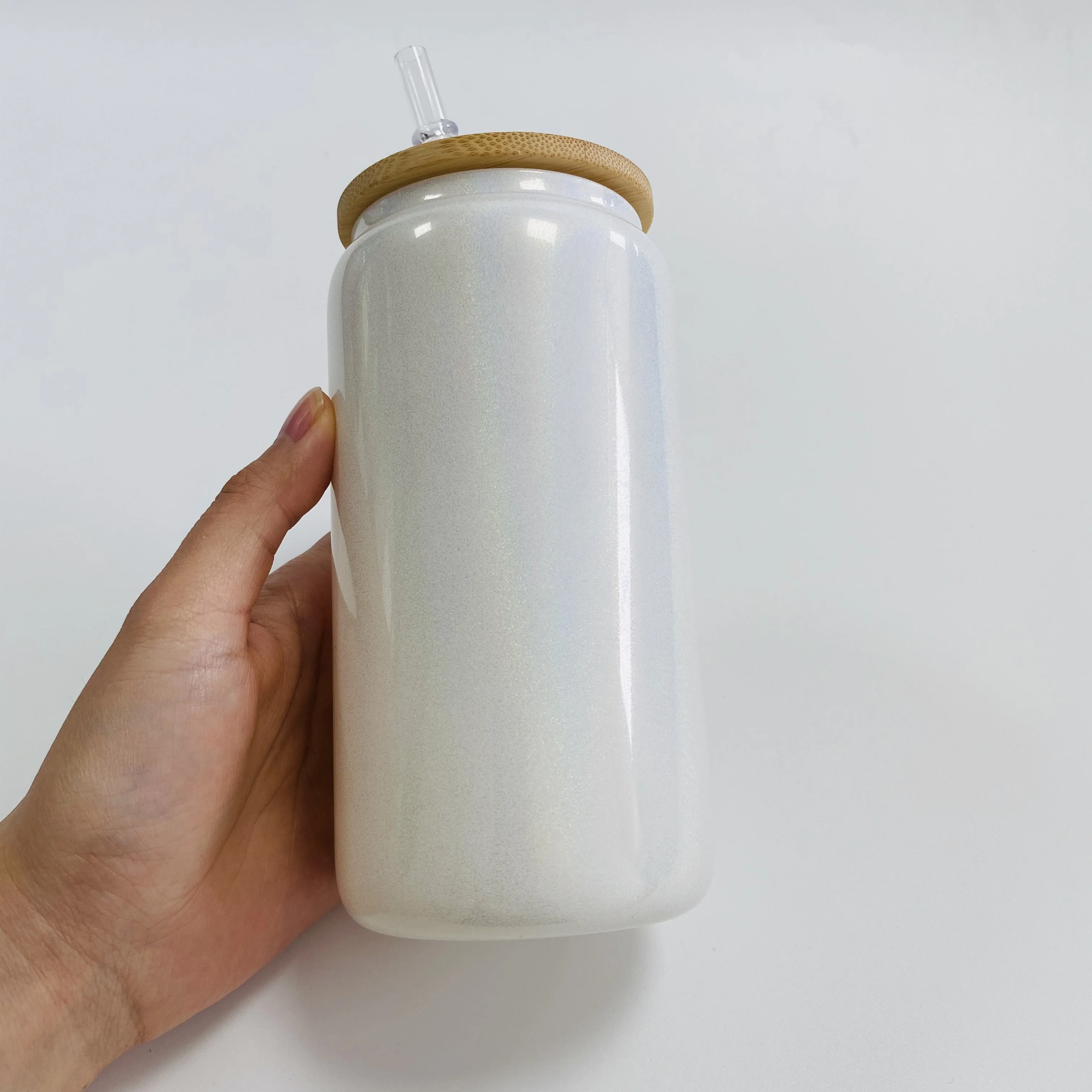 New arrival colorful in sunlight Laser clear rainbow iridescent 12oz 16oz 20oz DIY blank sublimation glass cans