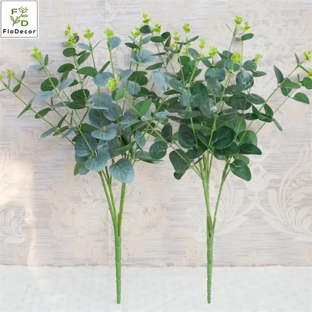 Artificial Money Leaves Plastic 4 Branch Eucalyptus Leaves Home Festival Wedding Party Decoration