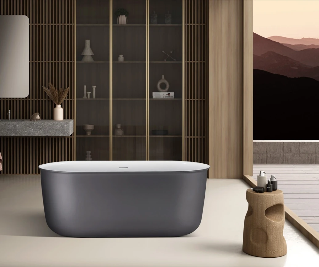 New Black Fluted CUPC Bathroom Acrylic Freestanding Bathtub Stand alone bath Tub Free standing bathtub