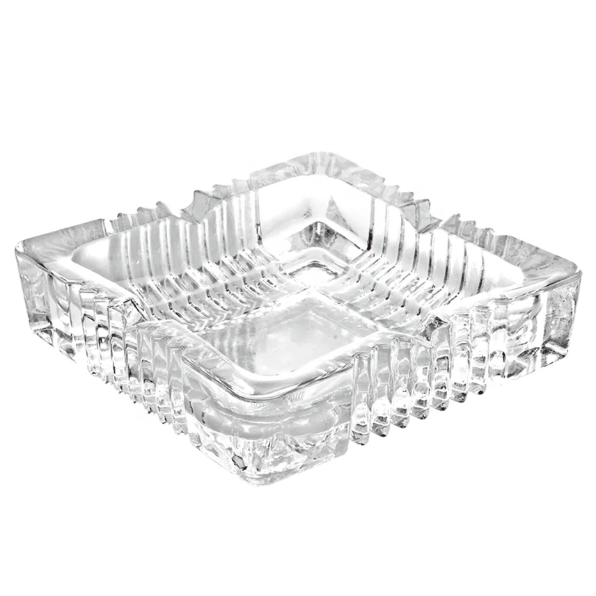 Wholesale Custom Design Logo Ash Tray Smokeless Square Pocket Glass Cigar Ashtray