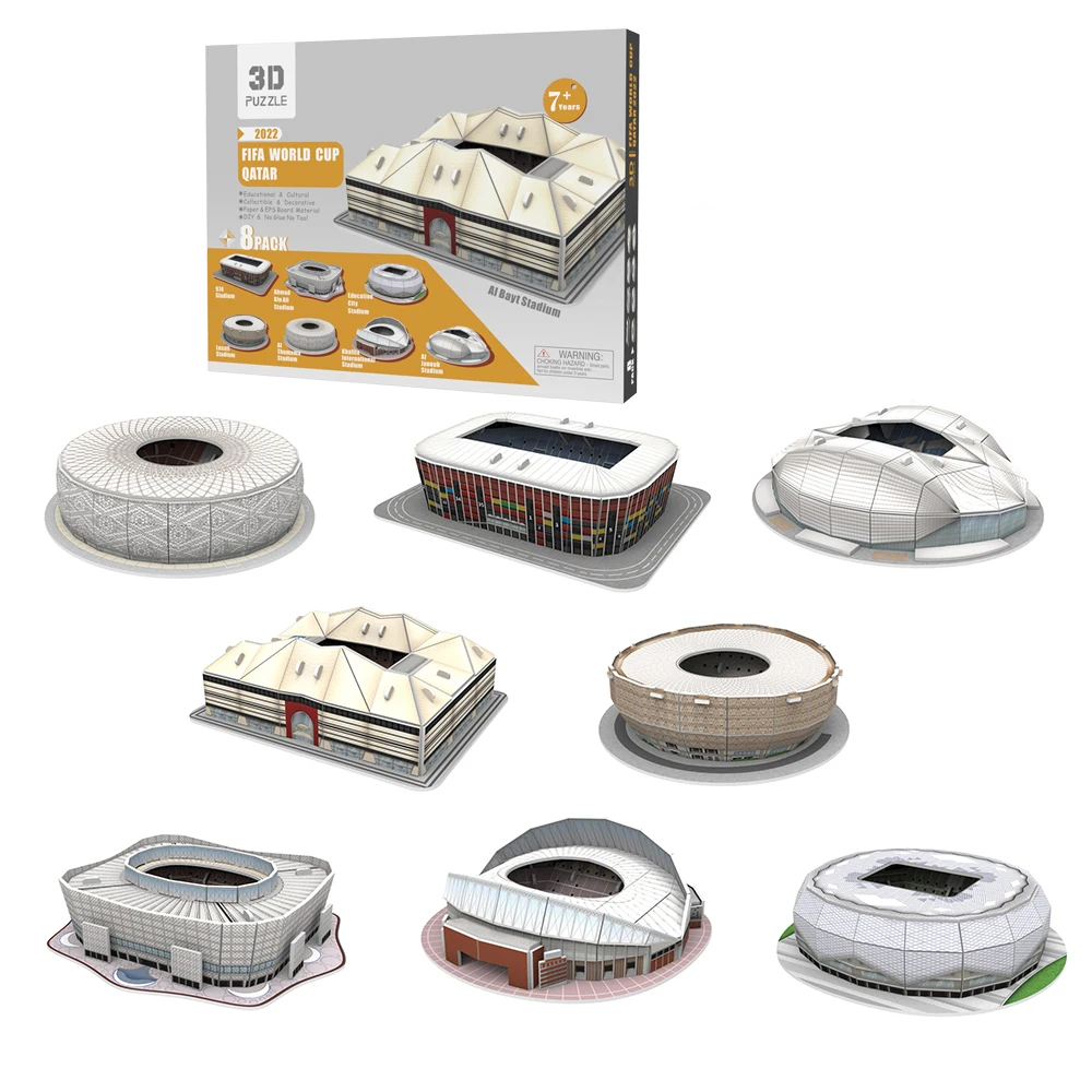 2022 souvenir gift 8 models mixed packaging football stadium 3d paper eps puzzle