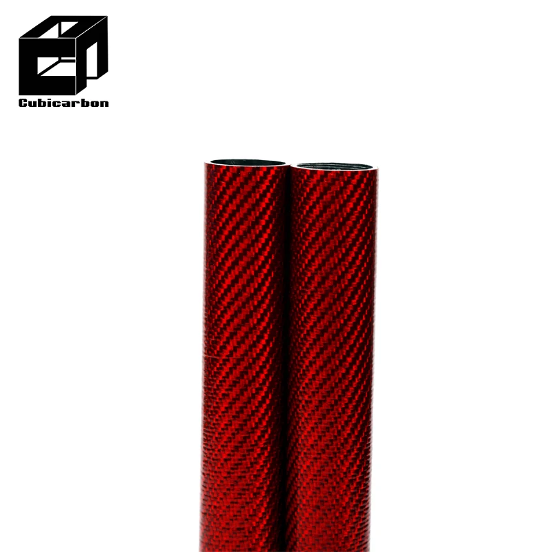 Custom Red Color Carbon Fiber Tube, Yellow/ Blue/ Silver 3K Carbon Tube High-Pressure Resistant Carbon Fiber Pole 3K Carbon Pipe