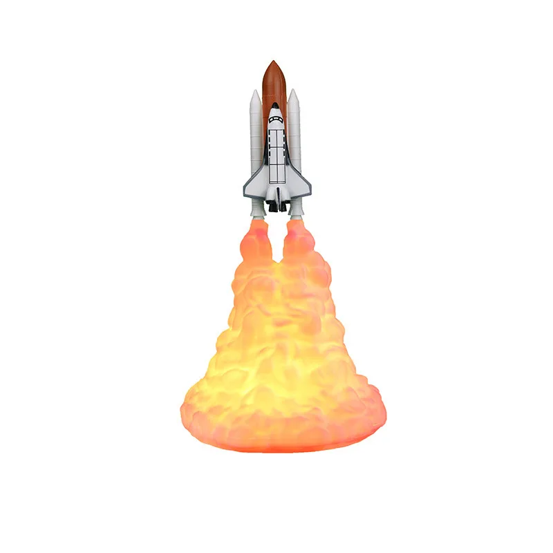 Custom Gift Kids Table Night Creative Lamp 3D Printing Plastic Moon Rocket USB Mini LED Night Light