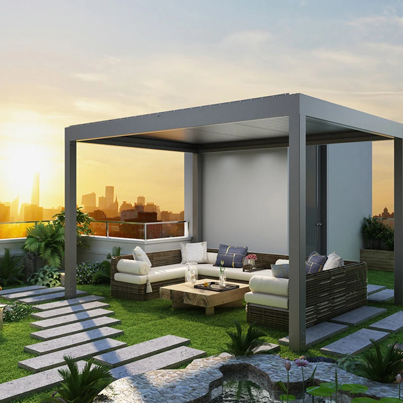 Manufacture Chinese Pavilion Aluminum Louvre Gazebo Waterproof Gazebo 4x4 Patio Shade Garden Arch Designs Terrace