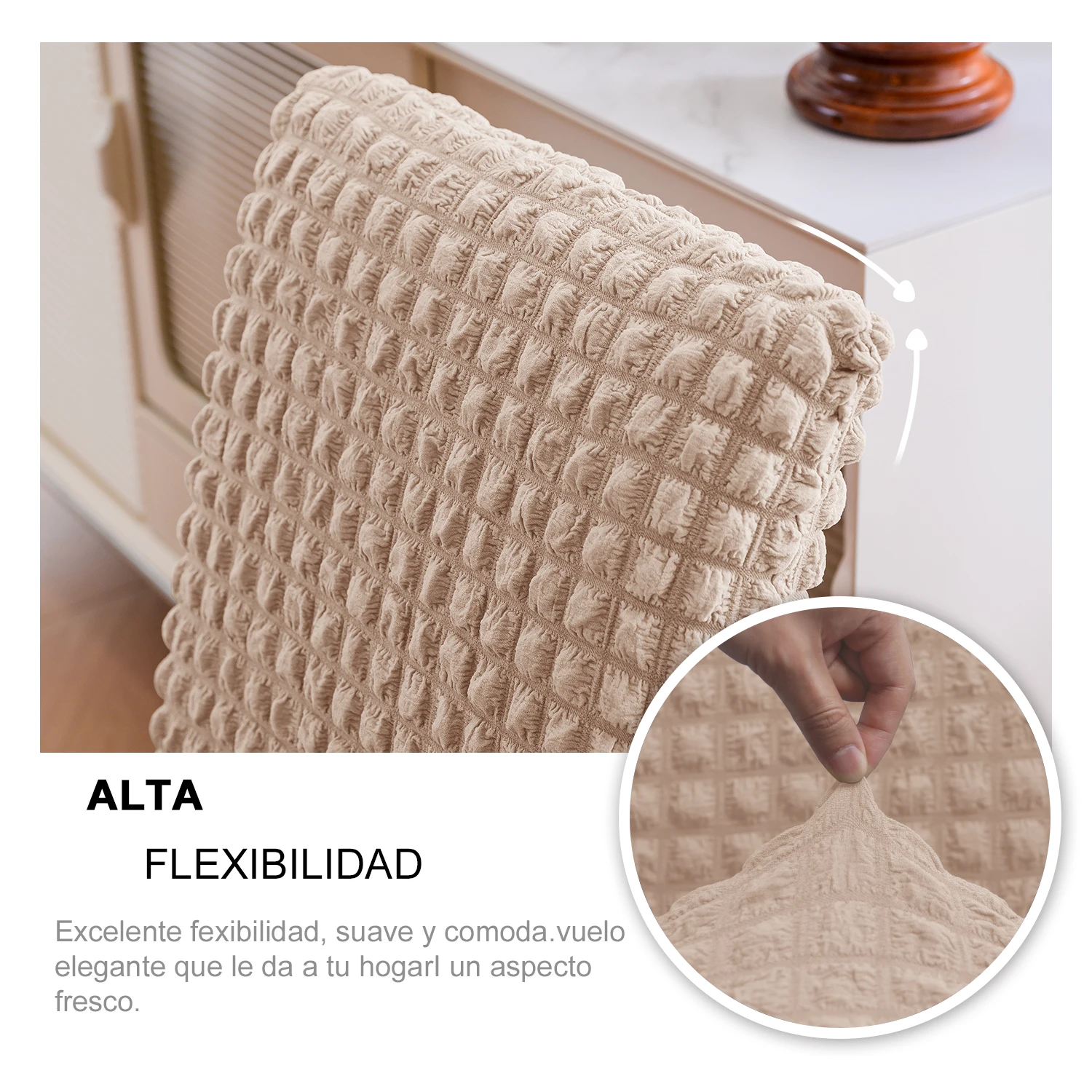 Wholesale Universal Elastic Stretch Washable Solid Polyester Bubble Lattice Dinging Chair Cover For Wedding Events