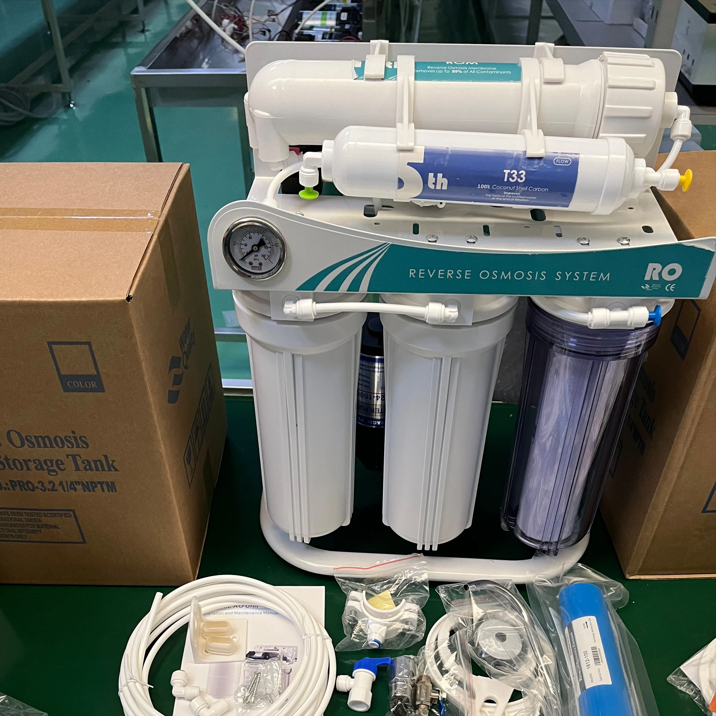 100GPD 5-ступенчатая система обратного осмоса Бытовая с кронштейном очистители воды