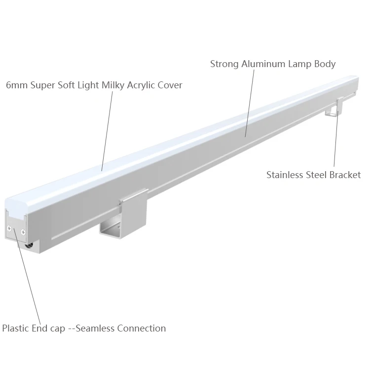 Светодиодная линейная панель RGBW IP67 DMX PMMA молочно-белая крышка LEDWallWasher высокие шкалы серого 65536 16