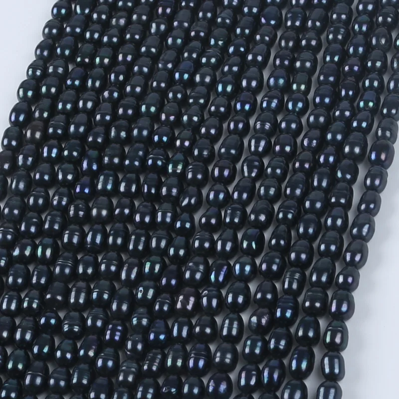 5-6mm Manufacturers Wholesale Natural Freshwater Black Rice Pearl Beads For Diy Bracelet Necklace