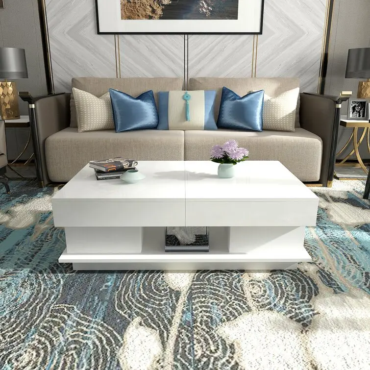 Nordic minimalist small apartment living room modern coffee table combination balcony corner stand