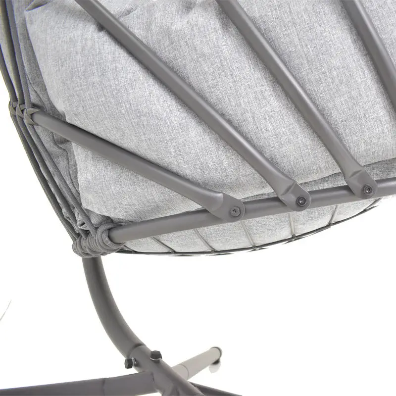 Outdoor Patio Single Seater Steel Hanging Chair Luxury Sofa Indoor Light Brown Steel Large Egg Hanging Swing Chair