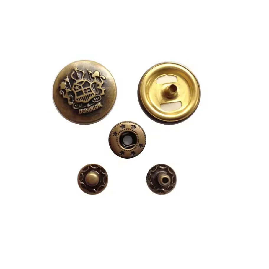 15mm custom logo/pattern antibrass metal fastener Needle detector test snap button