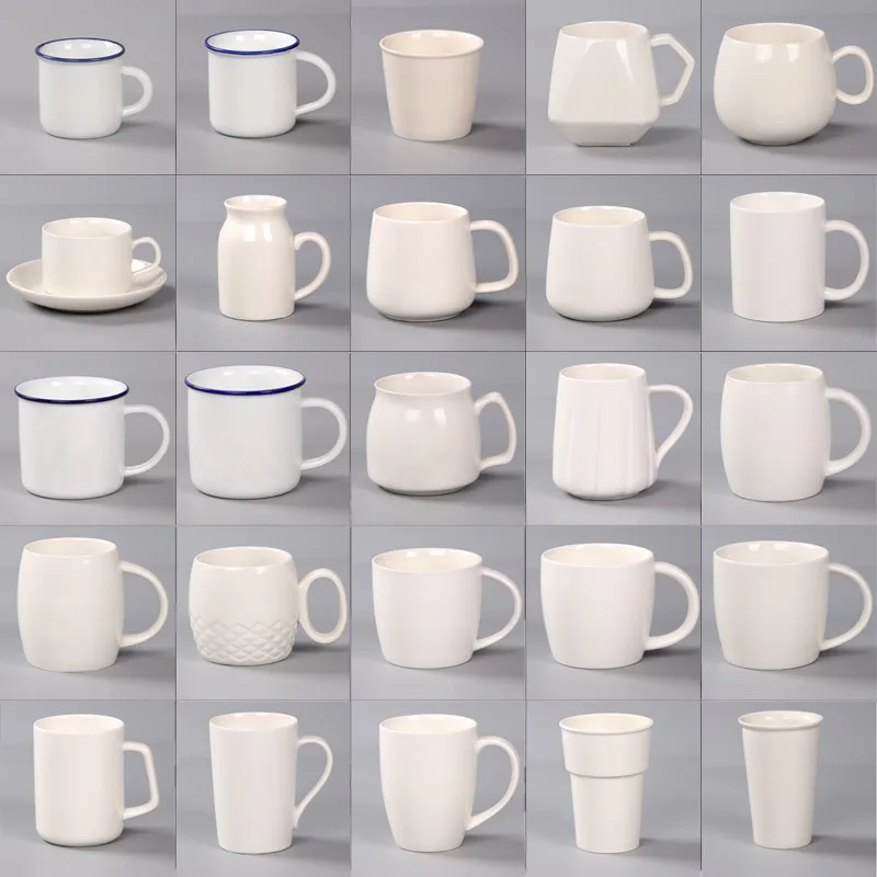 Wholesale White Ceramic Mugs Enamel Bamboo Sublimation Mugs Daily Life Travel Christmas Wedding Party