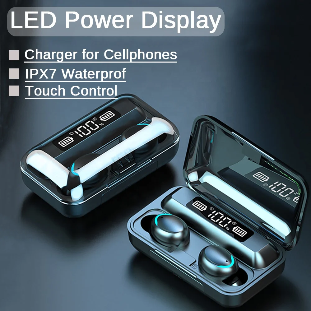 BT 5.0 Earphones 2200mAh Charging Box Wireless Headphone 9D Stereo Sports Waterproof Earbuds Headsets With Microphone