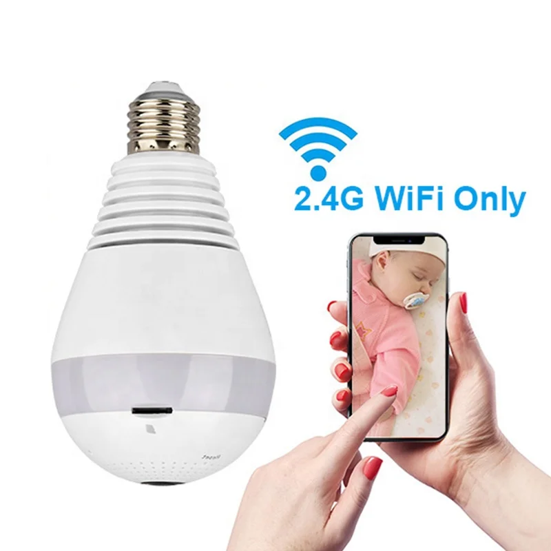 V380 Wireless Light Bulb Surveillance Camera FHD 1080P 360 Degree Panoramic Smart Home Security 2MP Wifi Fisheyes Camera