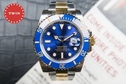 Новинка 2021, светящиеся часы ETA 3135, часы из стали 904L, двухцветные, 126613, 41 мм, высококлассные часы для дайвинга