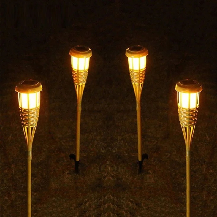 New bamboo pole flame bamboo torch solar garden decoration led light