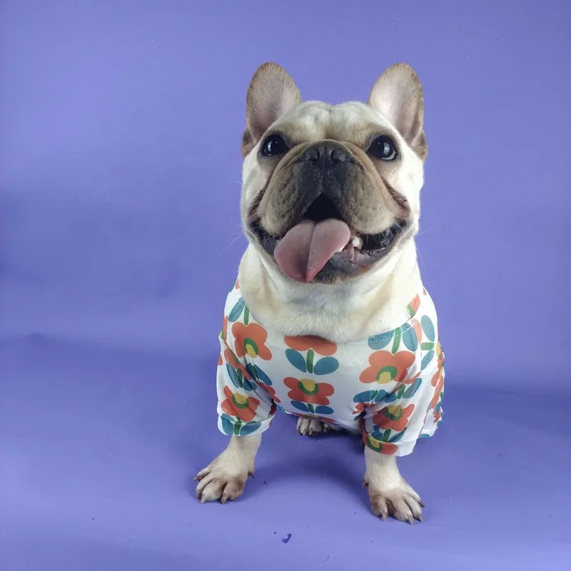 
MIGU Durable Small dog mesh breathable pet outfit T-shirt small flowers dog tee shirt 
