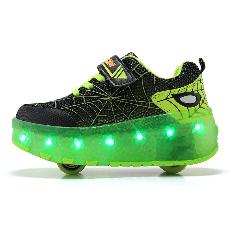 Kids Roller Skating Shoes For Girls Boys adjustable flashing Roller Shoes Two wheels LED Light USB charging