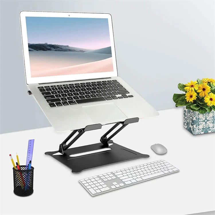 Aluminum Sturdy Dual Rotation Axis Foldable Computer Stand Adjustable Laptop Stand Ergonomic Laptop Riser Holder for Desk